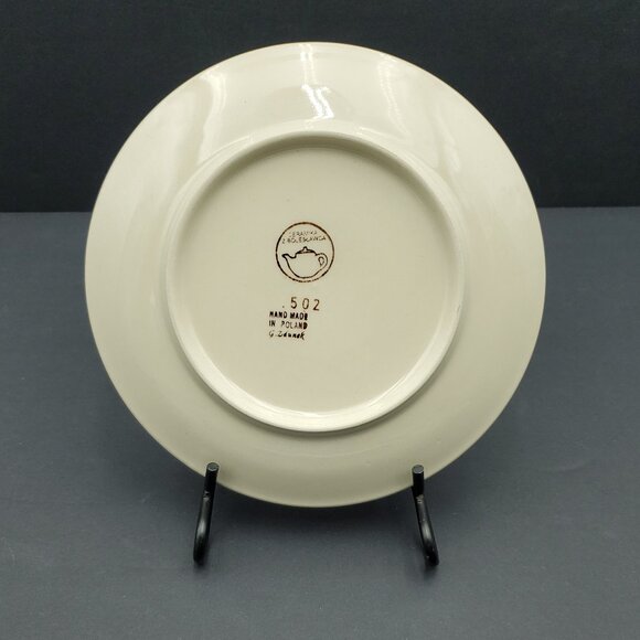 Polish Pottery Peacock Leaves Dessert Plate Peacock Salad Plate - Picture 3 of 5